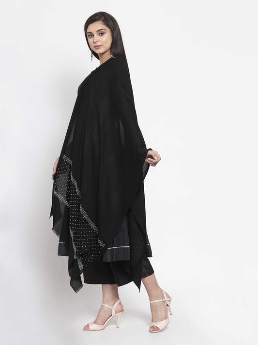 Black cashmere stole with Swarovski geometric sparkle lines
