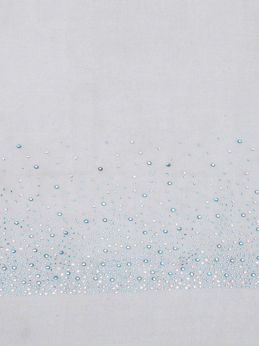 Icy blue cashmere stole with Swarovski star sparkle embellishment, styled for party and festive wear