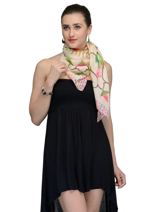 Beige and pink lattice scarf inspired by Taj Mahal design