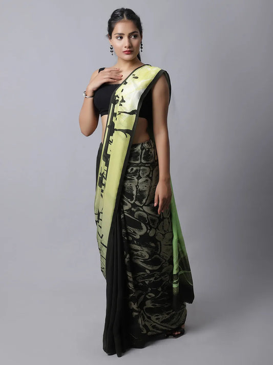 Green Glow Silk Crepe Saree