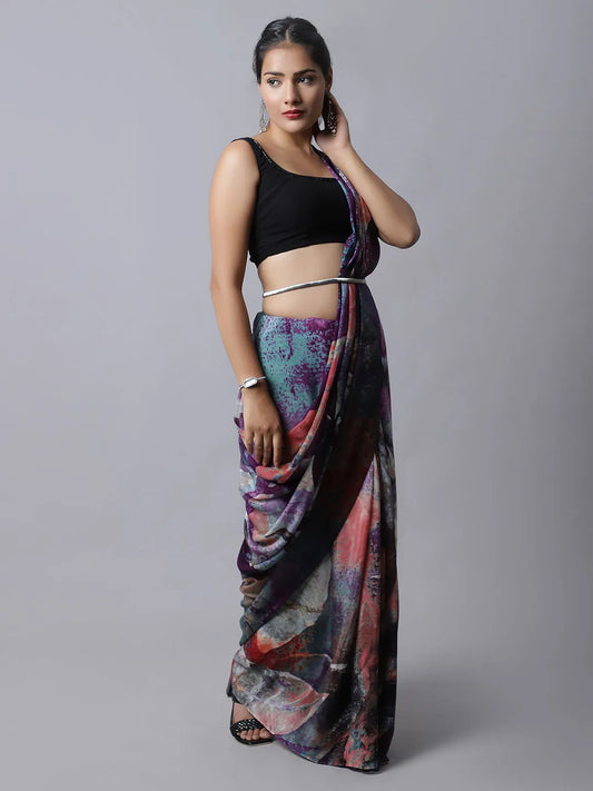 Crepe Silk Saree in purple hues