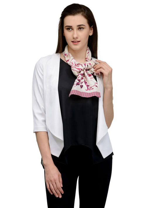 Wine Toile Silk Satin Stole with Toile Floral in Wine on Cream