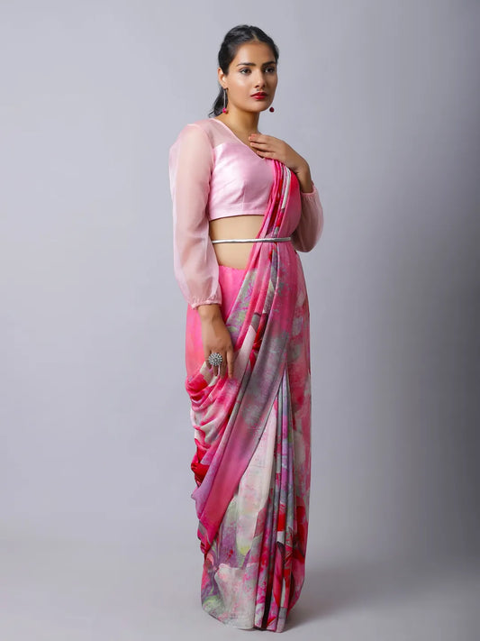 Plum Crepe Silk Saree - Regal Plum Hues