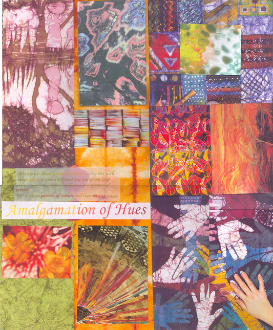 theme of vibrant colours and prints showing color mixing, layering, and artistic texture patterns