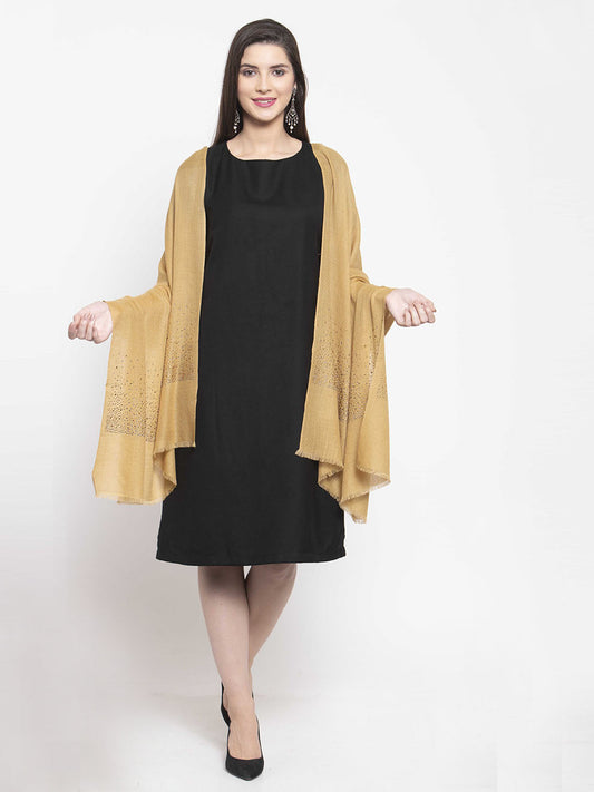 Honey yellow cashmere stole with Swarovski starry crystal sparkle for festive styling