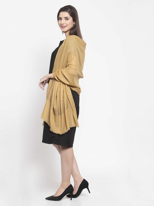 Honey yellow cashmere stole with Swarovski starry crystal sparkle for festive styling