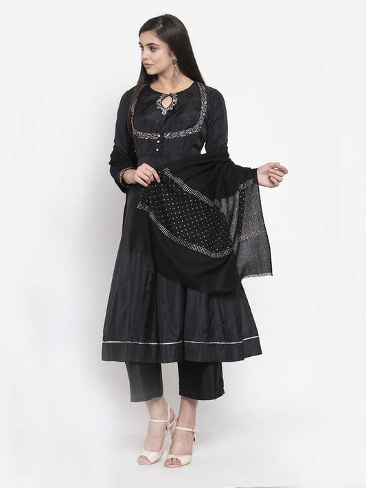 Black cashmere stole with Swarovski geometric sparkle lines