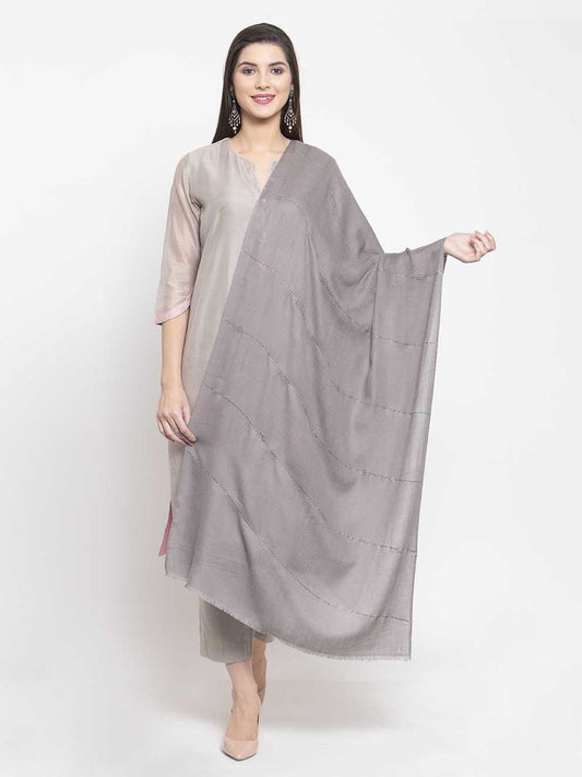 Slate grey wool stole with diagonal Swarovski sparkle