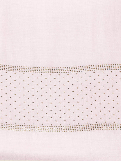 Light pastel pink cashmere stole with Swarovski geometric sparkle design