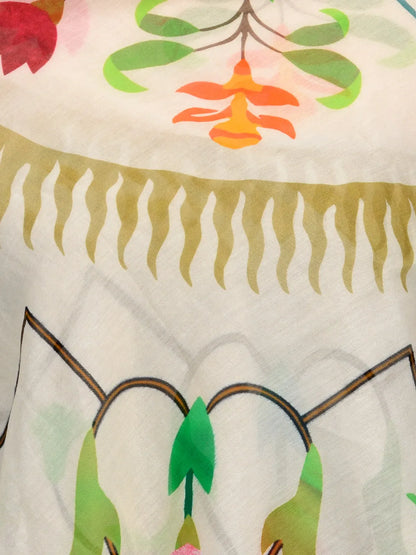 Beige and pink lattice scarf inspired by Taj Mahal design