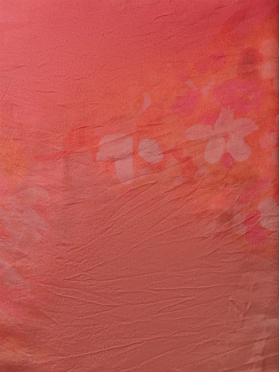 Coral Ruby Silk Chiffon Saree - Soft Pink Tones