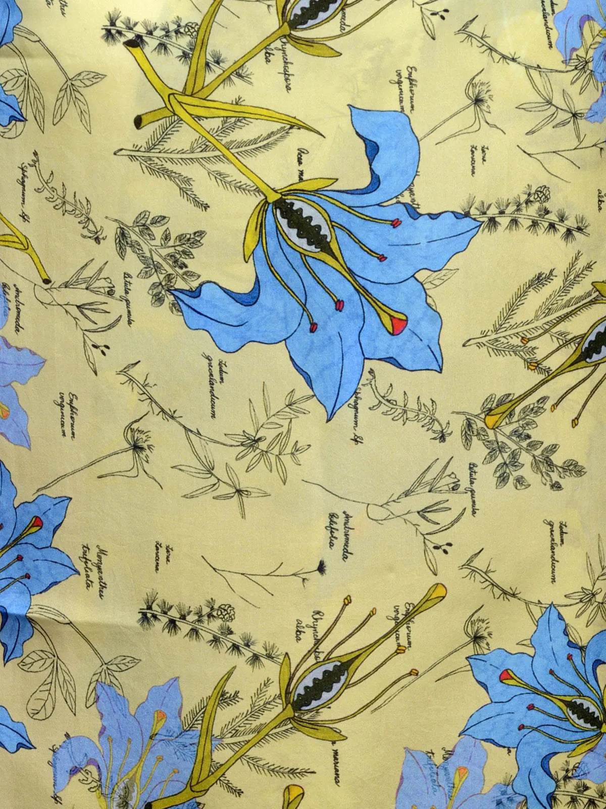 Hibiscus Silk Satin Stole with Lime Green and Yellow Floral