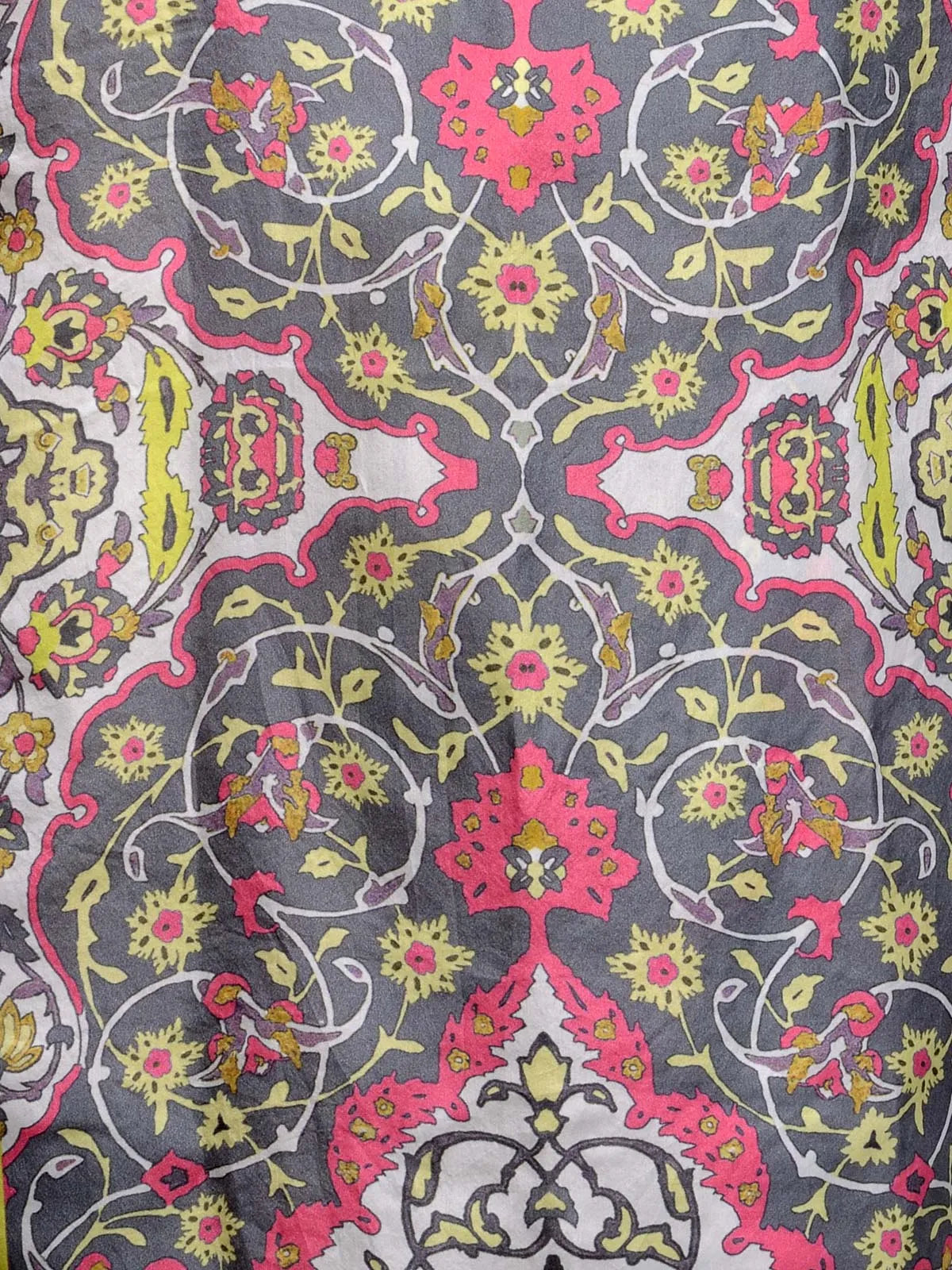 Meenakar AshRose Silk Satin Stole with Pastel Arabesque Mughal Motif
