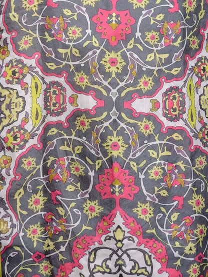 Meenakar AshRose Silk Satin Stole with Pastel Arabesque Mughal Motif
