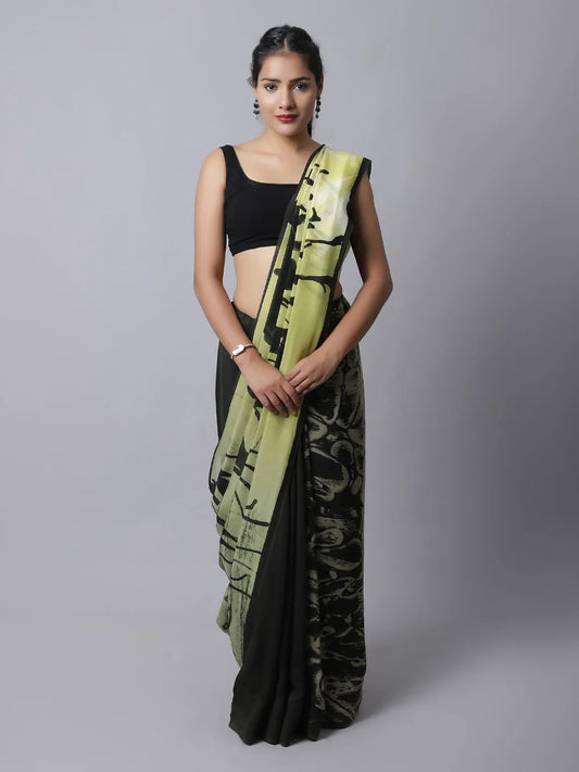 Green Glow Silk Crepe Saree
