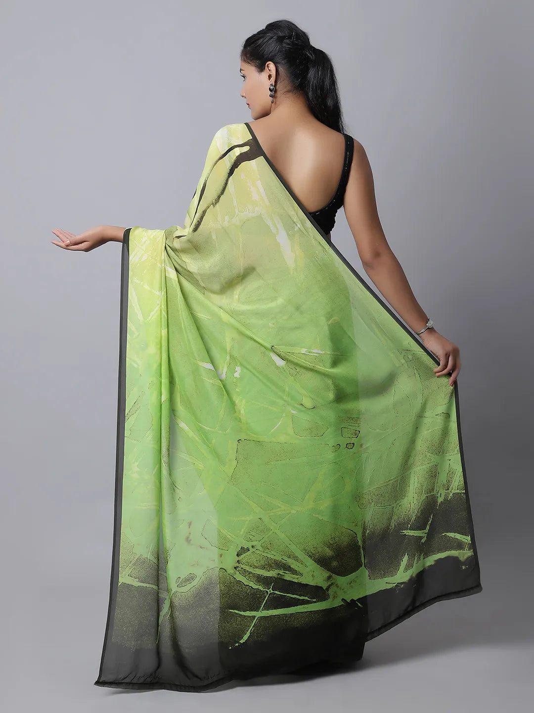 Green Glow Silk Crepe Saree