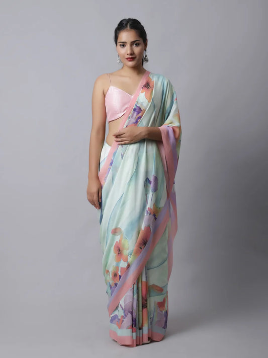 Lavandula Crepe Silk Saree in pastel hues