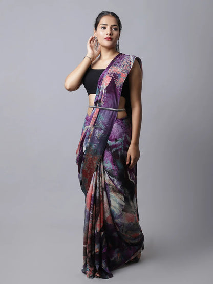 Martina Silk Chiffon Saree in purple hues