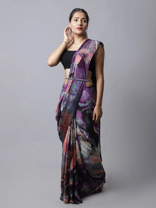 Martina Silk Chiffon Saree in purple hues