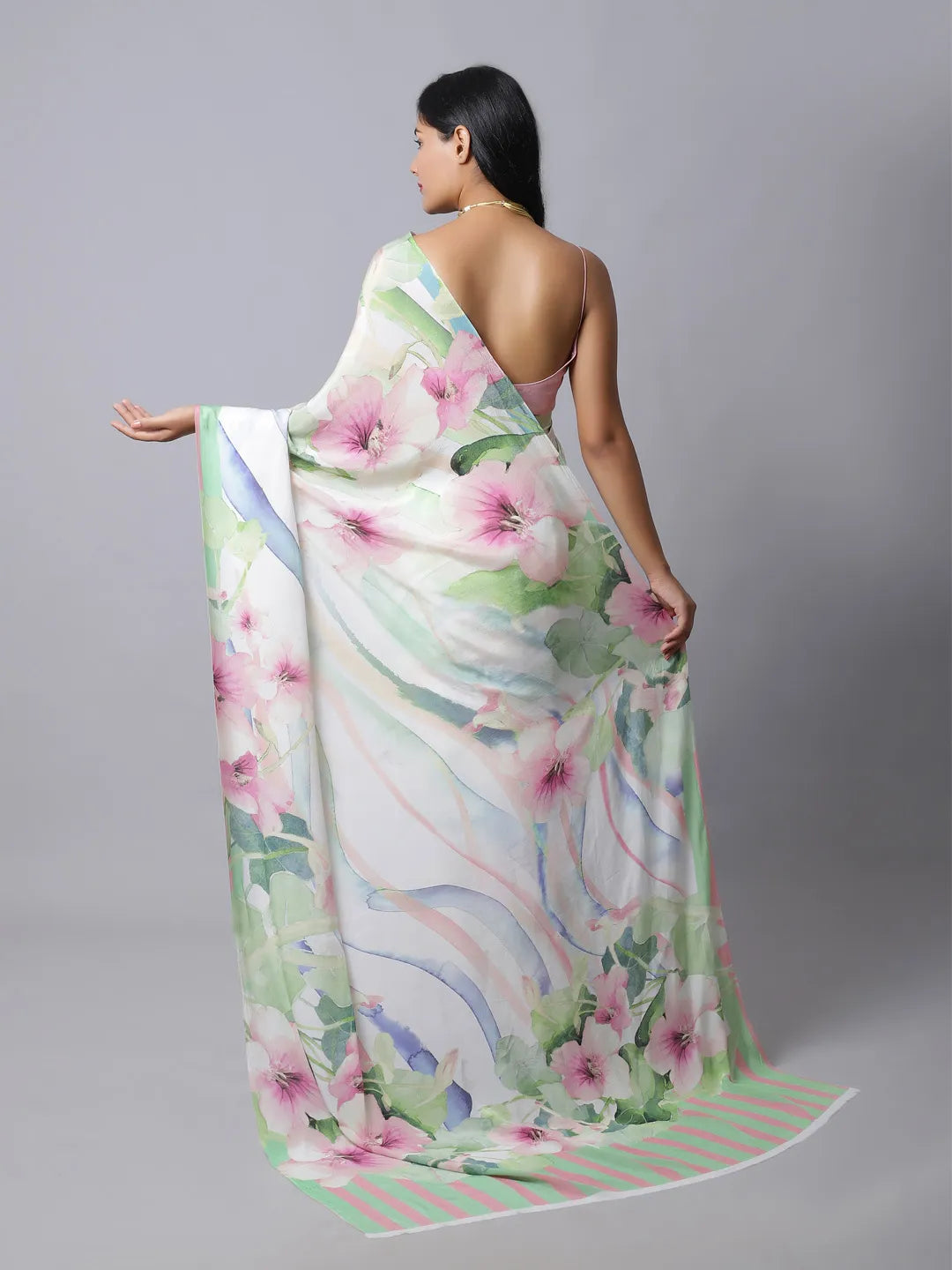 Moonlight Rose Crepe Silk Saree in soft hues