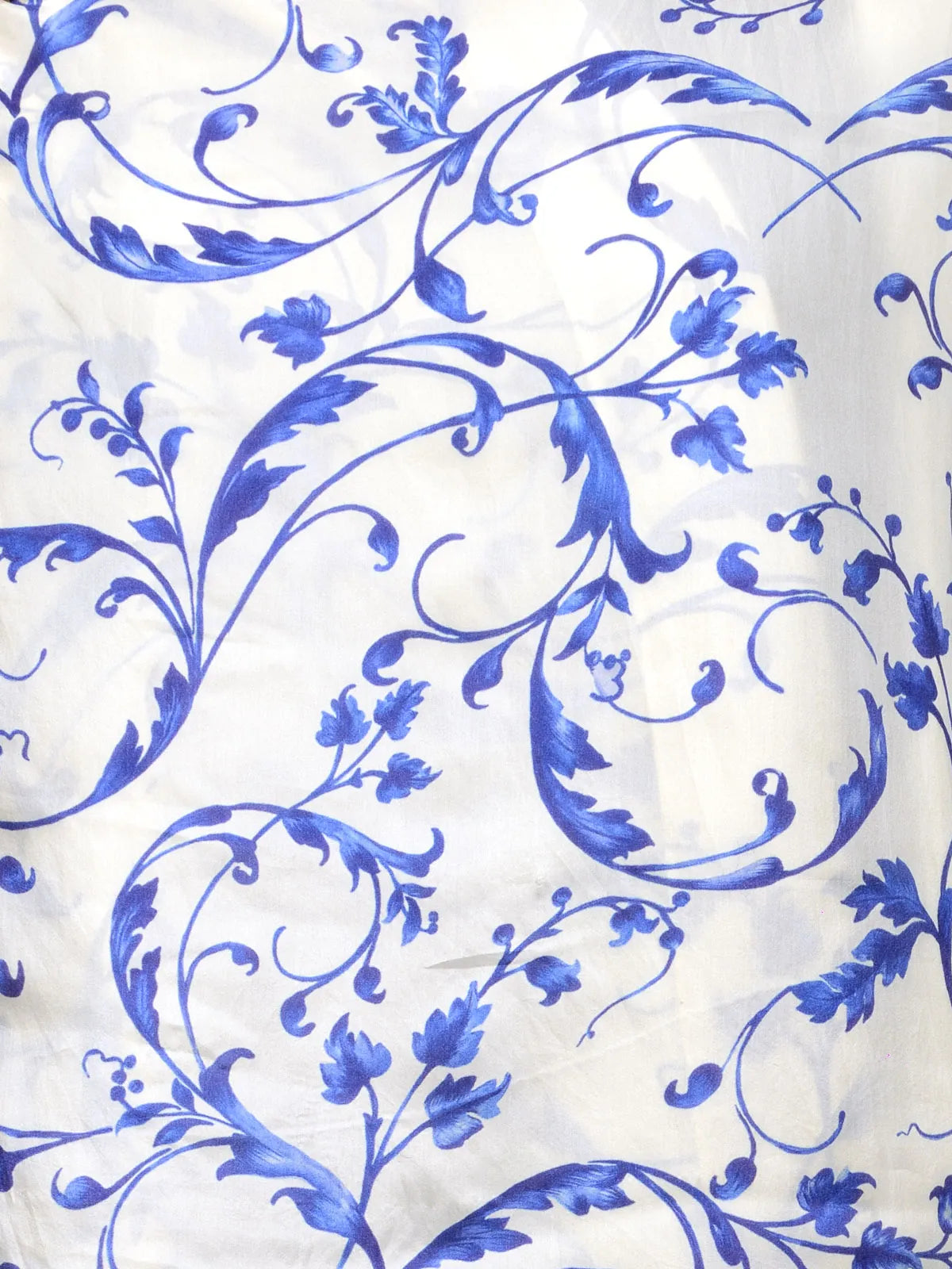 Blue Toile Silk Satin Stole with English Monochrome Toile-Style Floral Design