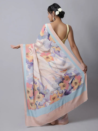 Osiana Silk Crepe Saree in pastel hues