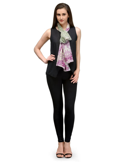 Baroque Royale Silk Satin Stole with Emerald and Purple Base on Ceam Base
