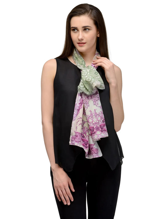 Baroque Royale Silk Satin Stole with Emerald and Purple Base on Ceam Base
