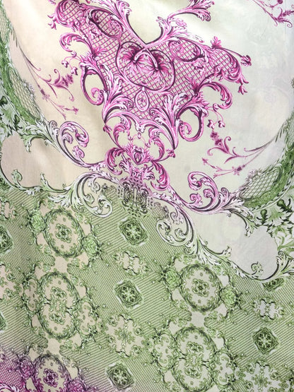 Baroque Royale Silk Satin Stole with Emerald and Purple Base on Ceam Base
