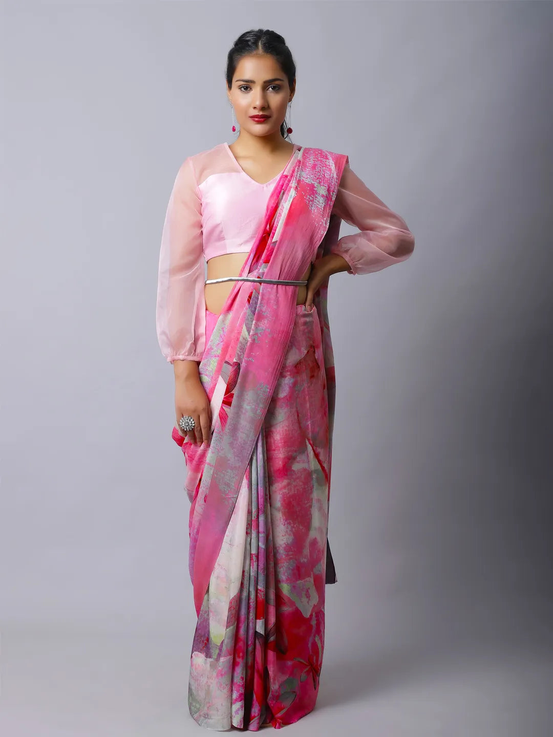 Plum Crepe Silk Saree - Regal Plum Hues