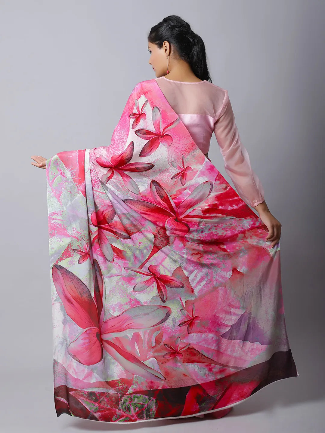Plum Crepe Silk Saree - Regal Plum Hues