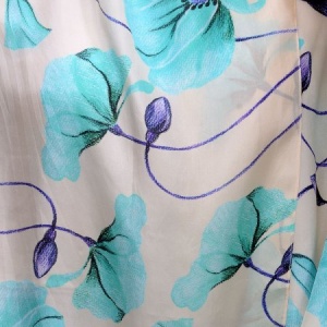 OFFWHITE AND BLUE FLORAL SILK STOLE