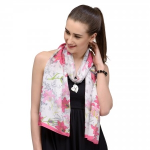 OFFWHITE AND PINK FLORAL SILK STOLE