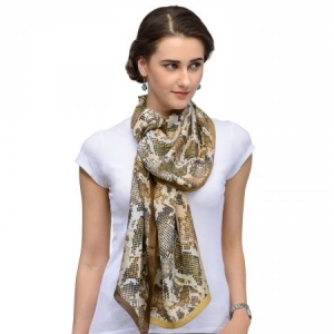 GOLD AND BLACK  ANIMAL TEXTURE SILK STOLE